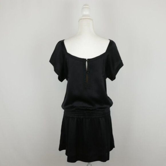 Rebecca Taylor Women's Size 2 Black 100% Silk Scoop Neck Mini Sheath Dress - Picture 3 of 9